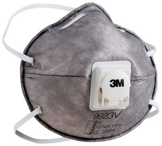 3M CUPPED PARTICULATE RESPIRATOR 9923V, P2, WITH NUISANCE LEVEL ORGANIC VAPOUR RELIEF, VALVED