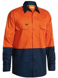 BISLEY BS6895 L/SL HI VIS COOL HI VIS LIGHT WEIGHT COTTON DRILL SHIRT
