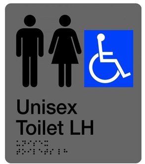 BRAILLE UNISEX ACCESSIBLE TOILET SIGN - RIGHT HAND