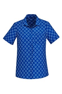 BIZ CARE CS948LS WOMENS EASY STRETCH DAISY PRINT SHORT SLEEVE SHIRT