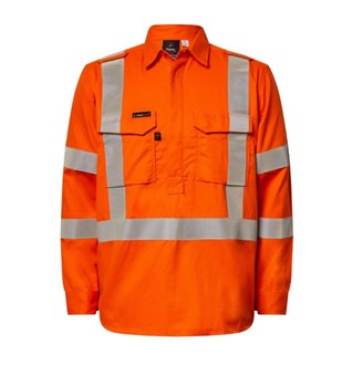 NCC FLAMEBUSTER FSV031A HRC2 INHERENT L/SL REFLECTIVE FR/ARC RATED X BACK CLOSED FRONT SHIRT