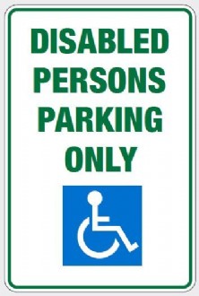DISABLED PERSONS PARKING ONLY SIGN