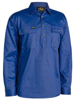 BISLEY BSC6433 L/SL CLOSED FRONT COTTON DRILL SHIRT