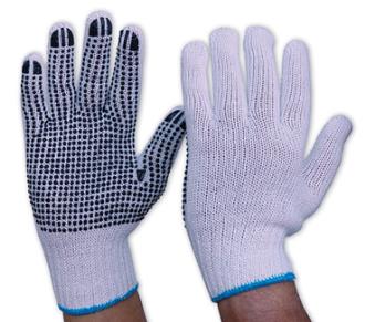 418050 KNITTED POLY/COTTON GLOVES WITH PVC DOTS